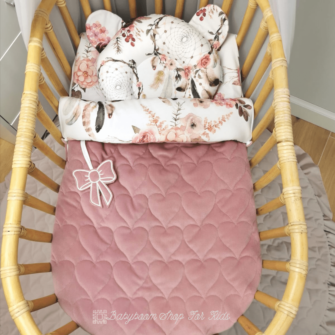 Babyschlafsack mit Bärenkissen aus Premium Baumwolle und Samt, handmad