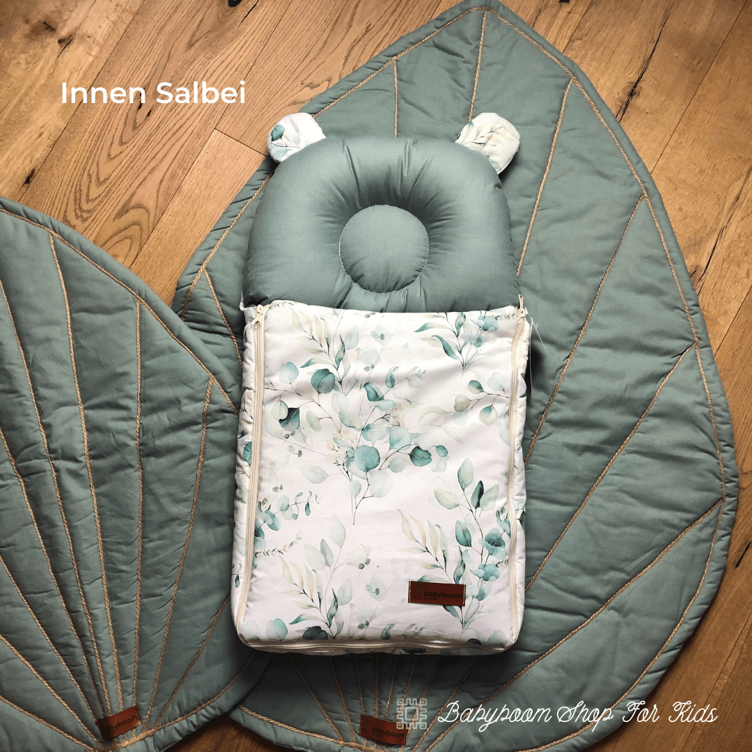 Babyschlafsack mit Bärenohren | Premium Baumwolle bemustert