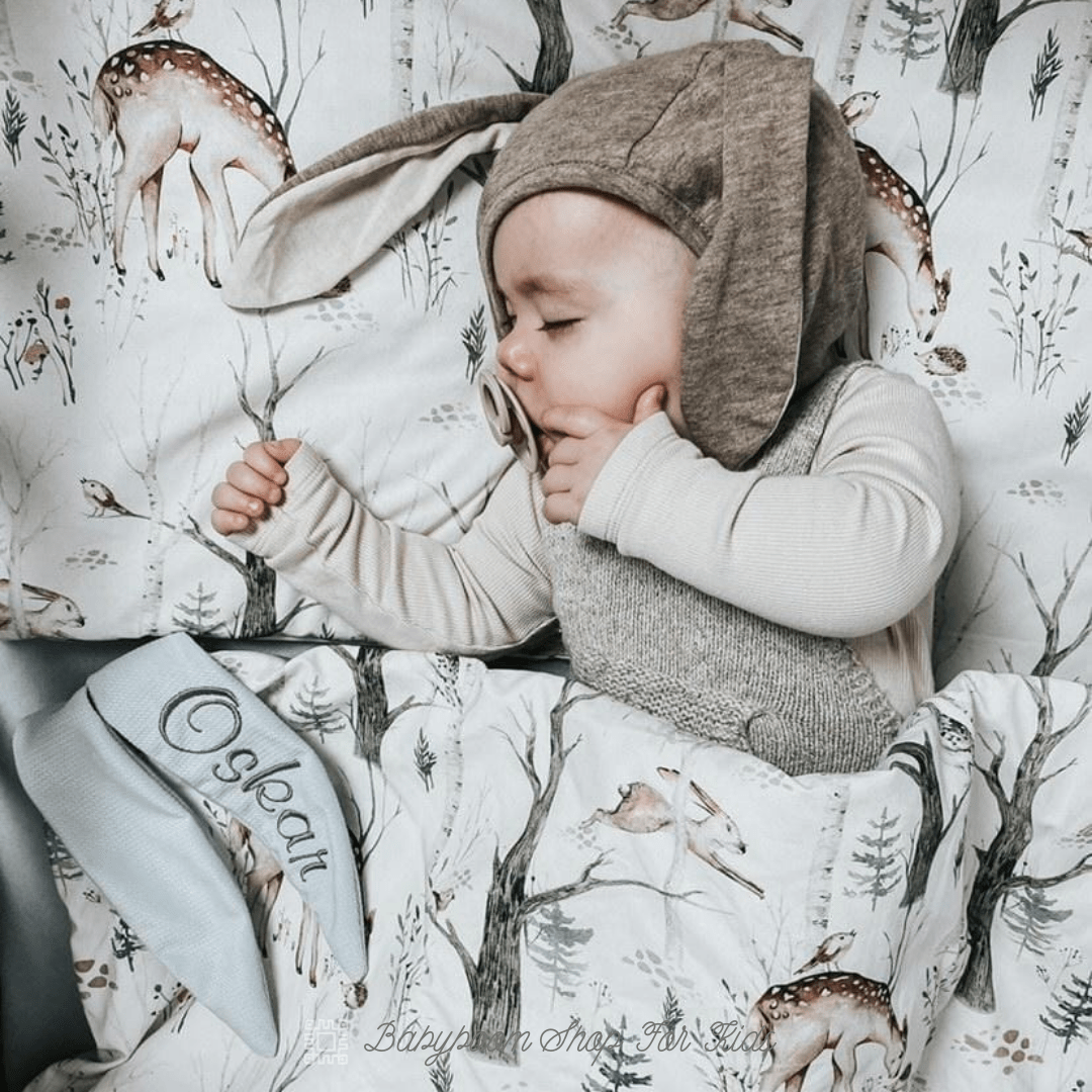 Personalisierte Decke bzw. Bettwäsche mit Hasen-Ohren für Babys & Kleinkindern "Gajka" | Samt gesteppt & Premium Baumwolle
