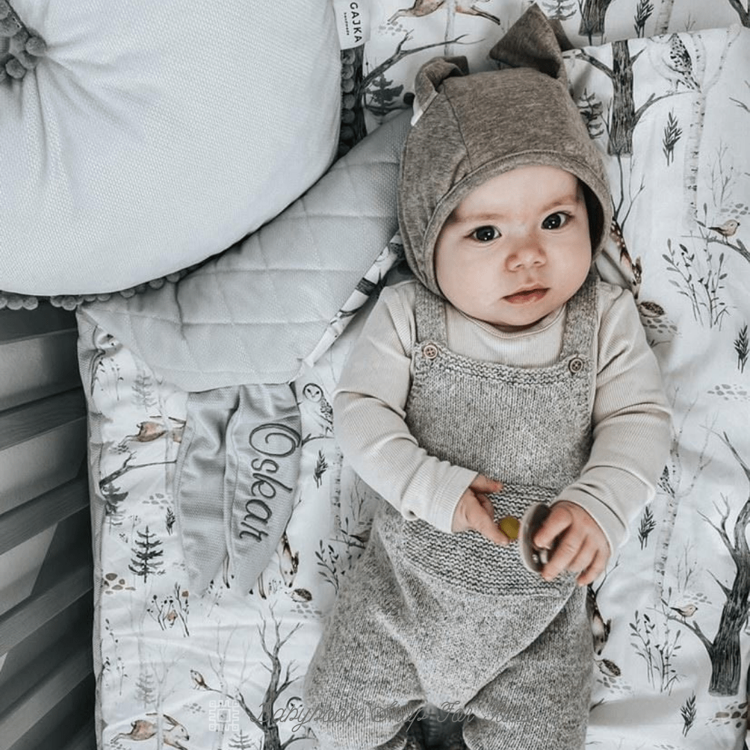 Luxus Baby- und Kinderdecke mit Hasenohren aus Premium Baumwolle und Samt, personalisiert, handmade