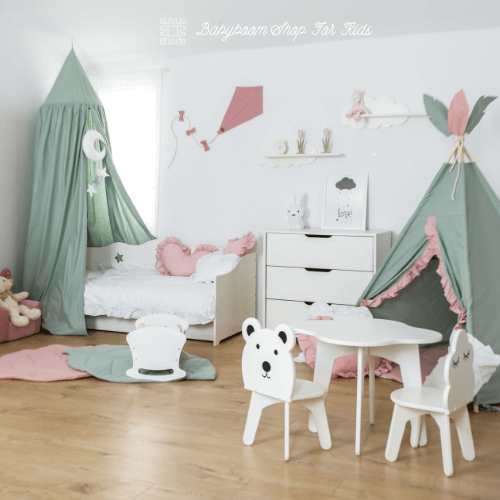 Kindertisch "Wolke" inkl. 2 Kinderstühle "Häschen"