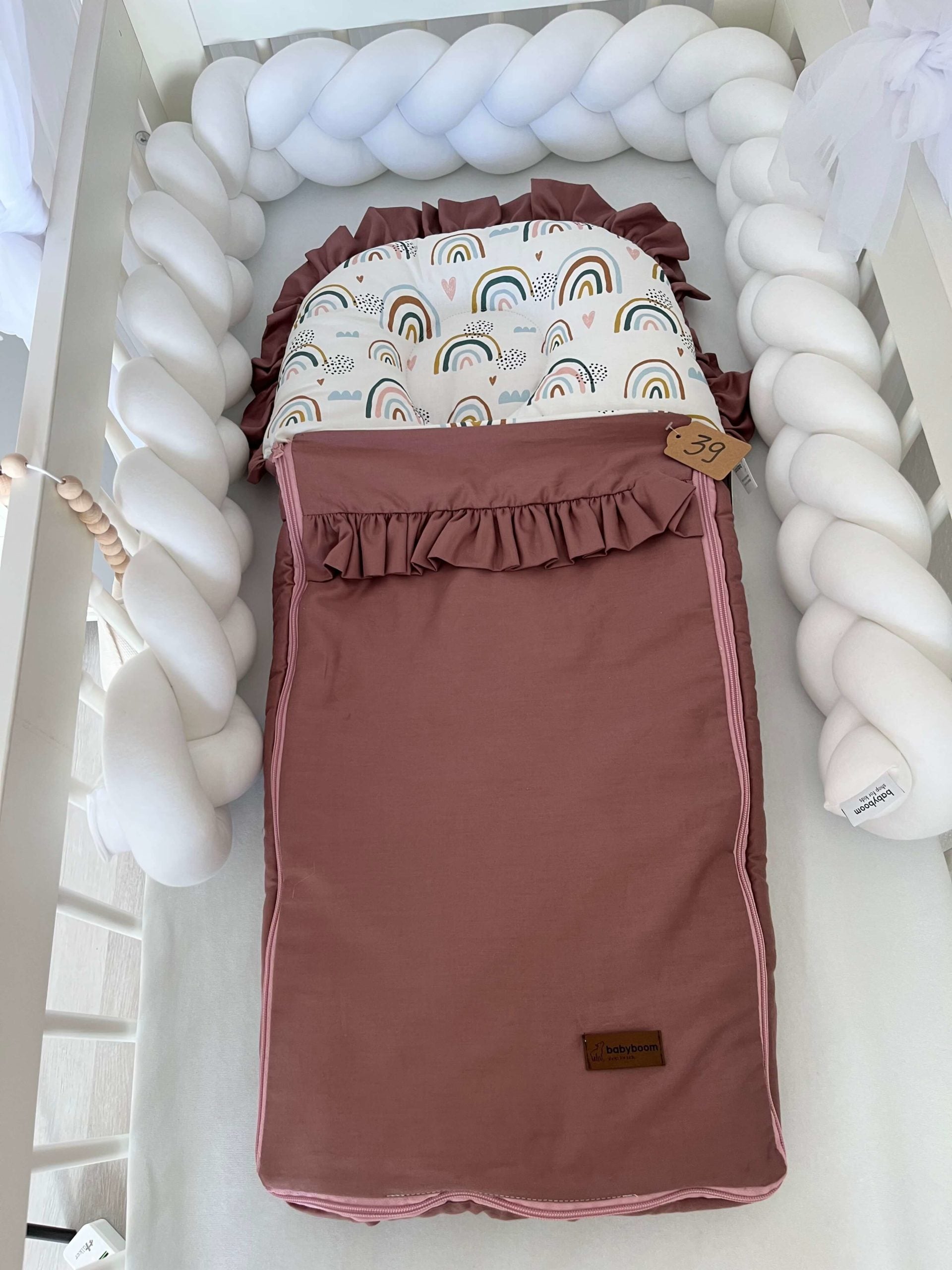 Babyschlafsack mit Rüschen | Rainbow & Altrosa dunkel | 85 cm | TOG 0.5