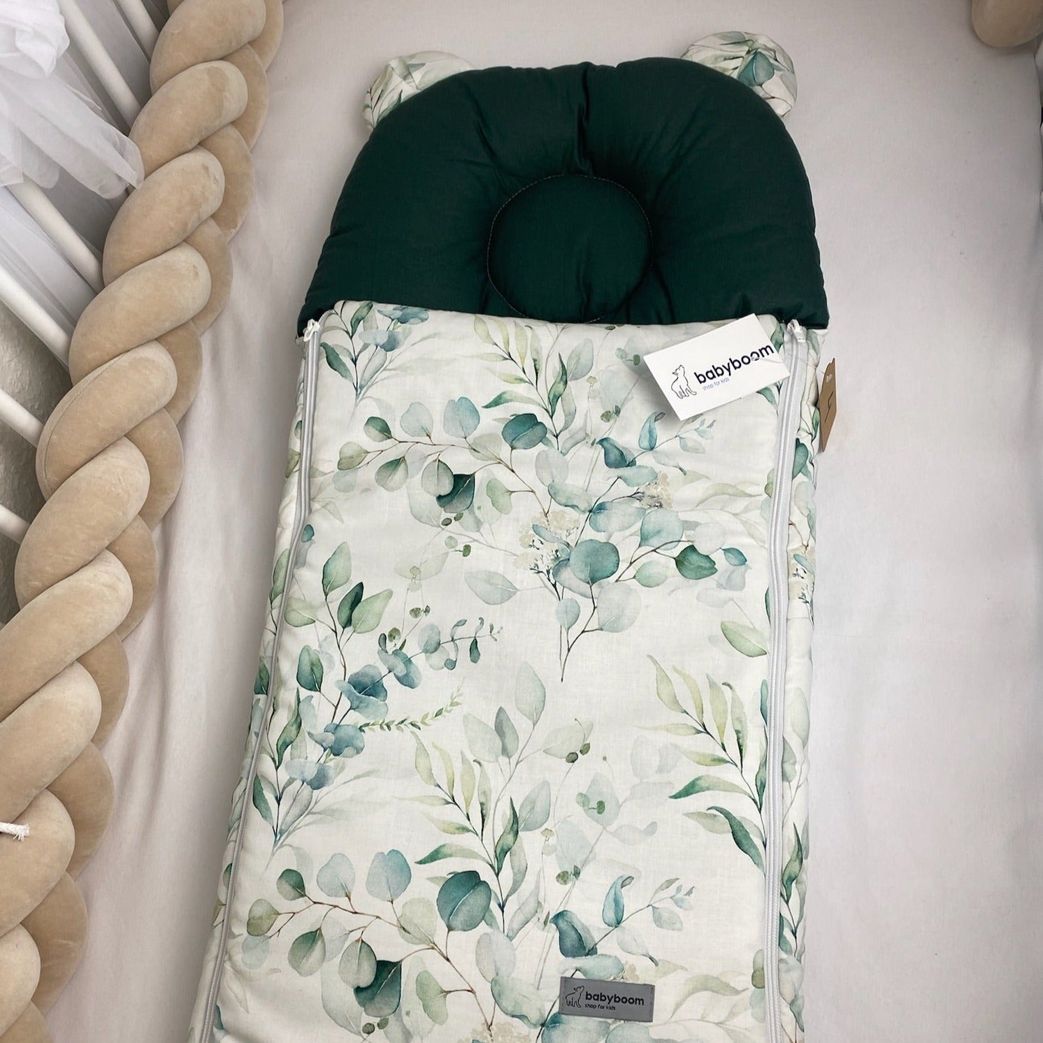 Babyschlafsack mit Bärenohren | Premium Baumwolle bemustert
