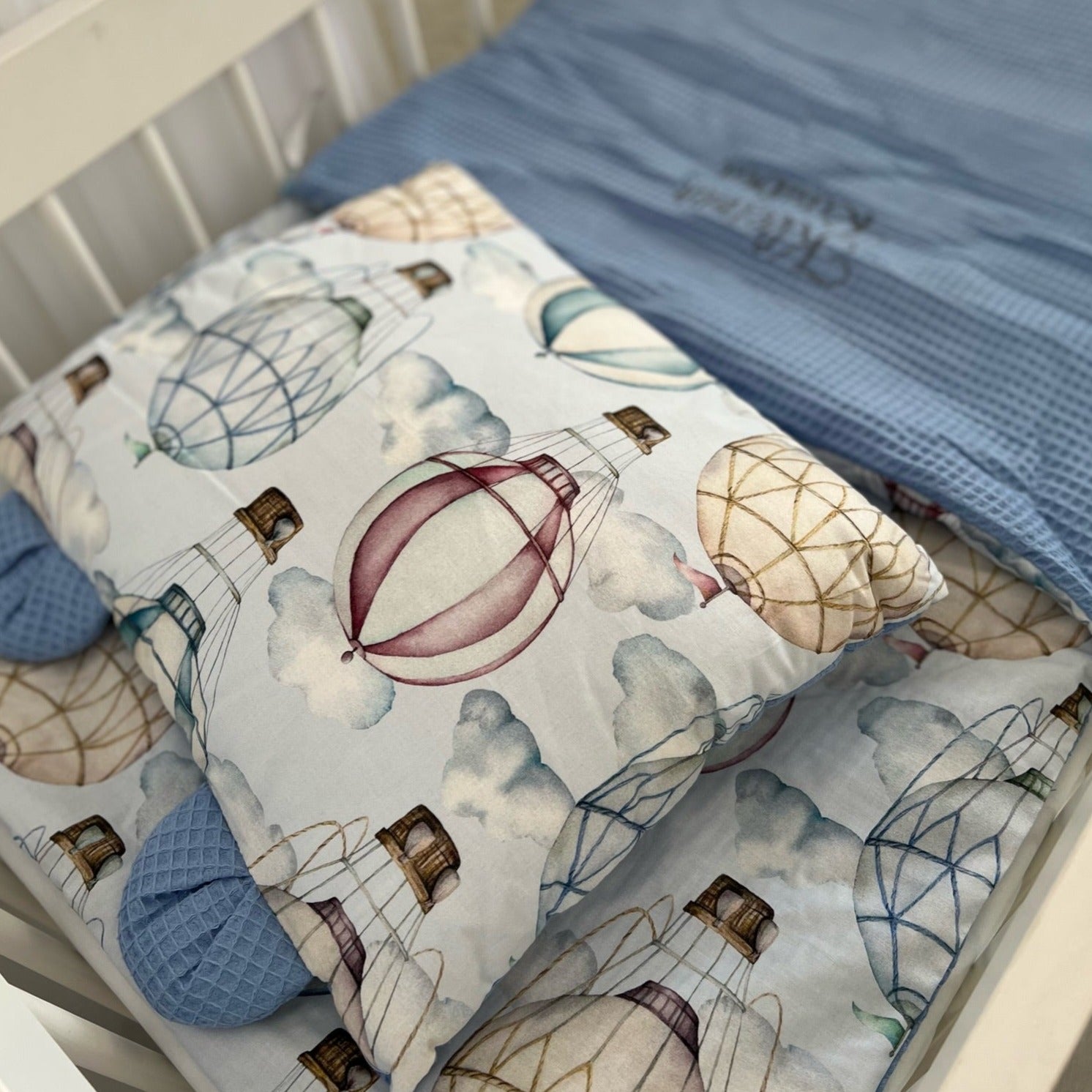 Kinderschlafsack inkl. Kissen mit Bärenohren & Tragetasche | Premium Baumwolle & Waffelpique